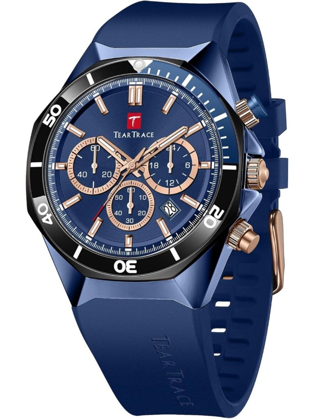 Mens Blue Analog Quartz Silicone Strap Chronograph Waterproof Luxury Wrist Watch